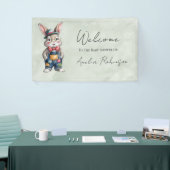 Hipster Bunny Boy Baby Shower Gift Welcome Sign  Spandoek (Beurs)