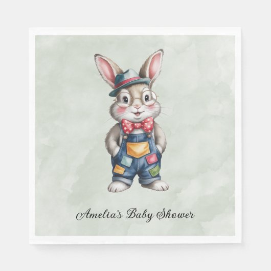 Hipster Bunny Boy Baby Shower Servet (Voorkant)