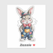 Hipster Bunny Boy Baby Shower Sticker (Vel)