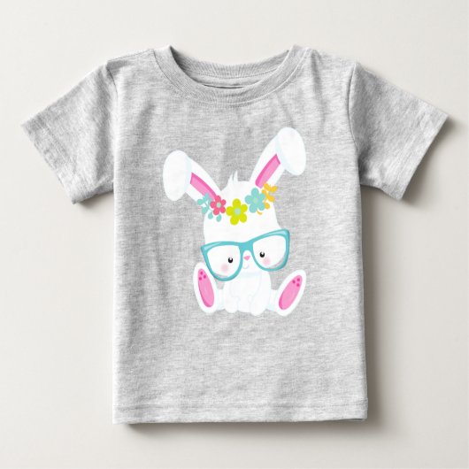 Hipster Bunny met bril, konijn, bloemen (Voorkant)
