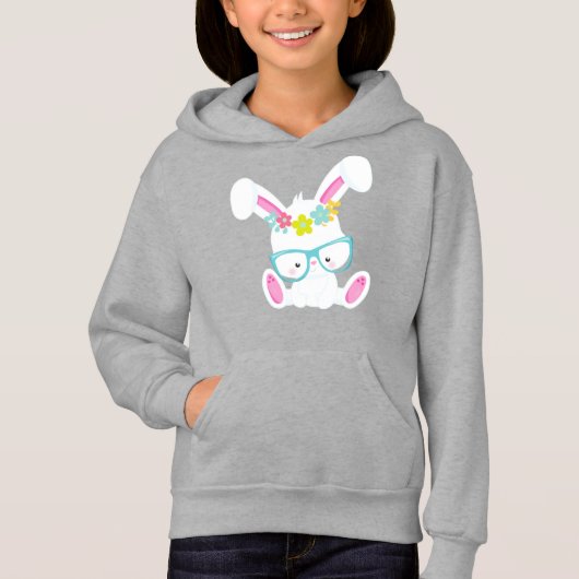 Hipster Bunny met bril, konijn, bloemen (Voorkant)