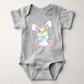 Hipster Bunny met bril, konijn, bloemen Romper (Voorkant)