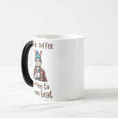 Hipster Bunny Sipping Coffee Vibe Magische Mok (Voorkant links)