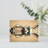 Hipster Bunny Soaks Up  Vibes met Retro Su Briefkaart (Staand voorkant)