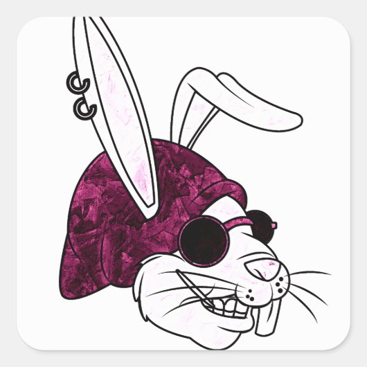 Hipster Bunny Vierkante Sticker (Voorkant)