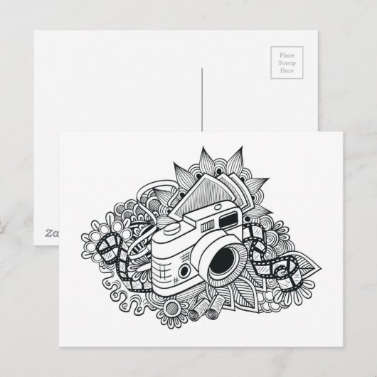 Hipster Camera Doodle Briefkaart (Voorkant / Achterkant)