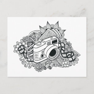 Hipster Camera Doodle Briefkaart