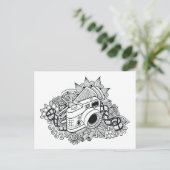 Hipster Camera Doodle Briefkaart (Staand voorkant)