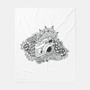 Hipster Camera Doodle Fleece Deken