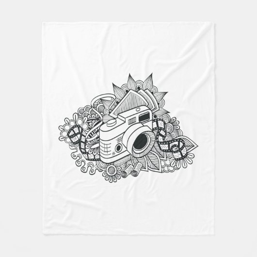 Hipster Camera Doodle Fleece Deken (Voorkant)