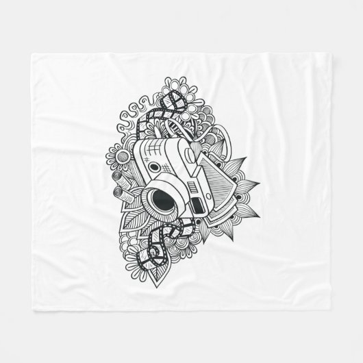 Hipster Camera Doodle Fleece Deken (Voorkant (Horizontaal))