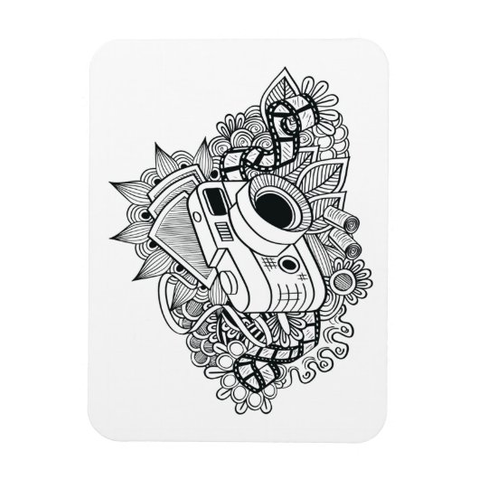 Hipster Camera Doodle Magneet (Verticaal)