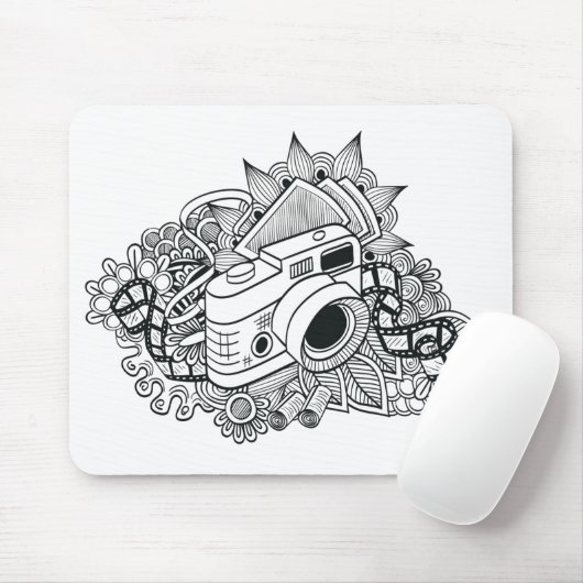 Hipster Camera Doodle Muismat (Met muis)