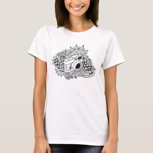 Hipster Camera Doodle T-shirt (Voorkant)
