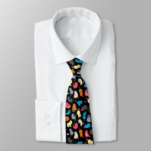 Hipster Cartoon Cats Necktie Stropdas (Gebonden)
