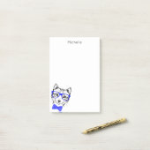 Hipster Cat blue add jouw naam Post-it® Notes (Op bureau)