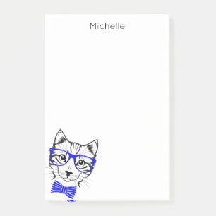 Hipster Cat Blue voegt jouw naam toe Post-it® Notes