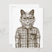 Hipster Cat Briefkaart (Voorkant / Achterkant)