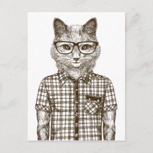 Hipster Cat Briefkaart