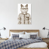 Hipster Cat Canvas Afdruk (Insitu (Slaapkamer))