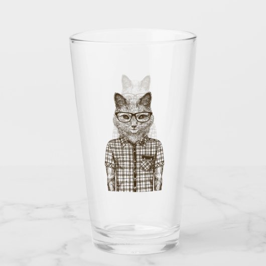 Hipster Cat Glas (Voorkant)