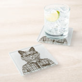 Hipster Cat Glazen Onderzetter (Schuin)