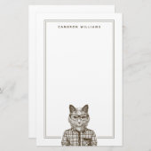 Hipster Cat | Jouw namen toevoegen Briefpapier (Voorkant / Achterkant)