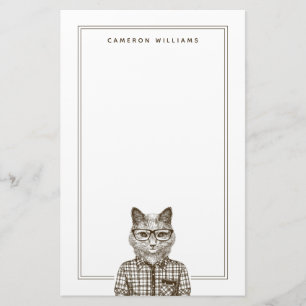 Hipster Cat Jouw namen toevoegen Briefpapier