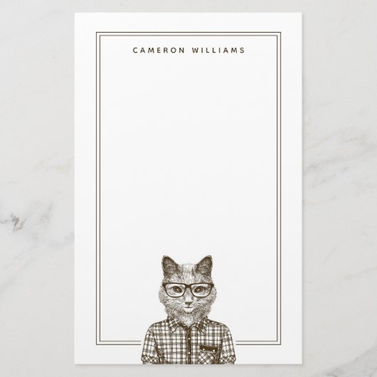 Hipster Cat | Jouw namen toevoegen Briefpapier (Voorkant)