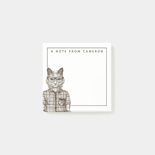 Hipster Cat | Jouw namen toevoegen Post-it® Notes (Voorkant)