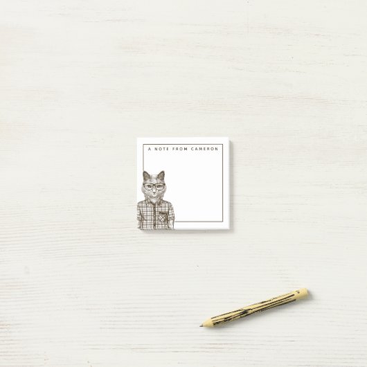 Hipster Cat | Jouw namen toevoegen Post-it® Notes (Op bureau)