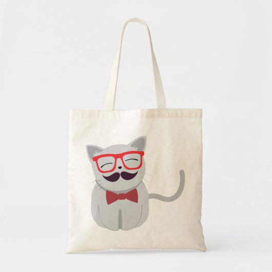 Hipster Cat met snufbril en bowtie Tote Bag (Voorkant)