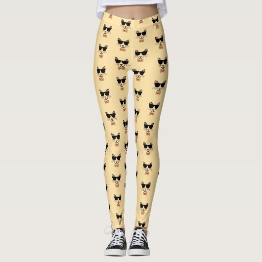 Hipster Cat met zonnebril Leggings (Voorkant)
