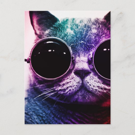 Hipster Cat Pop Art Briefkaart (Voorkant)