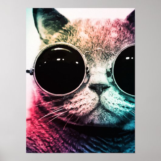 Hipster Cat Pop Art Poster (Voorkant)
