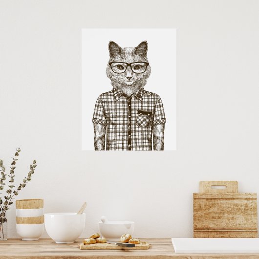 Hipster Cat Poster (Keuken)