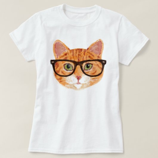 Hipster Cat (Sinaasappel / Ginger Tabby) T-shirt (Design voorkant)