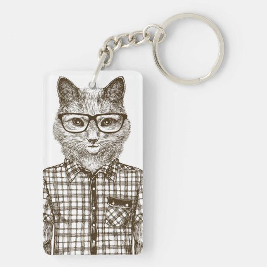 Hipster Cat Sleutelhanger (achterkant)