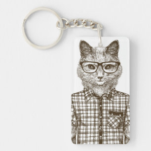 Hipster Cat Sleutelhanger