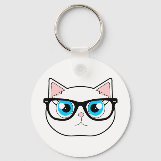 Hipster Cat Sleutelhanger (Voorkant)