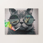 Hipster Cat Smoking Legpuzzel (Horizontaal)