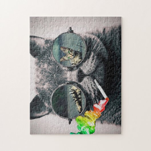 Hipster Cat Smoking Legpuzzel (Verticaal)