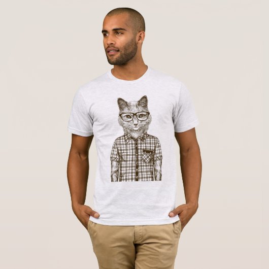 Hipster Cat T-shirt (Voorkant volledig)