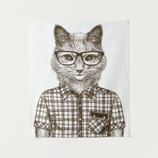 Hipster Cat Wandkleed (Voorkant)