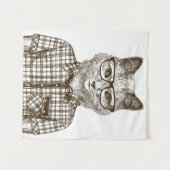 Hipster Cat Wandkleed (Voorkant (horizontaal))