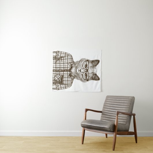 Hipster Cat Wandkleed (In Situ (horizontaal))