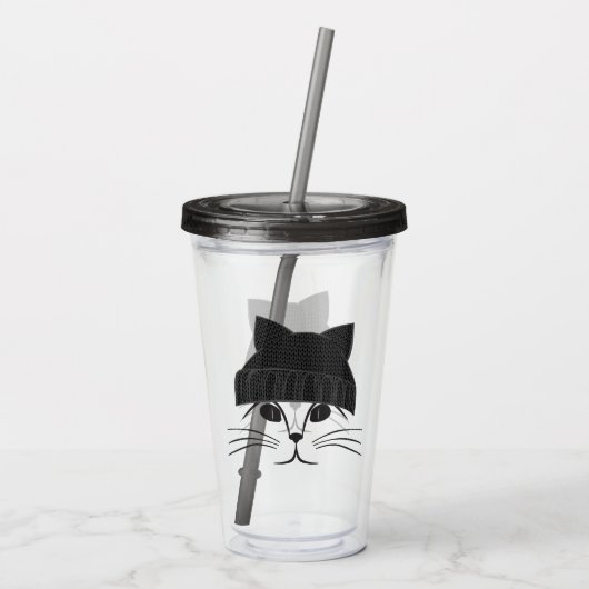Hipster Cat Wearly Pet Acryl Drinkbeker (Achterkant)
