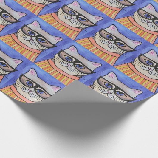 Hipster Cat Wrapping Paper Cadeaupapier (Hoek)
