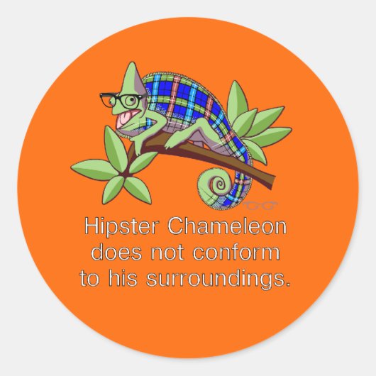 Hipster Chameleon Sticker (Voorkant)