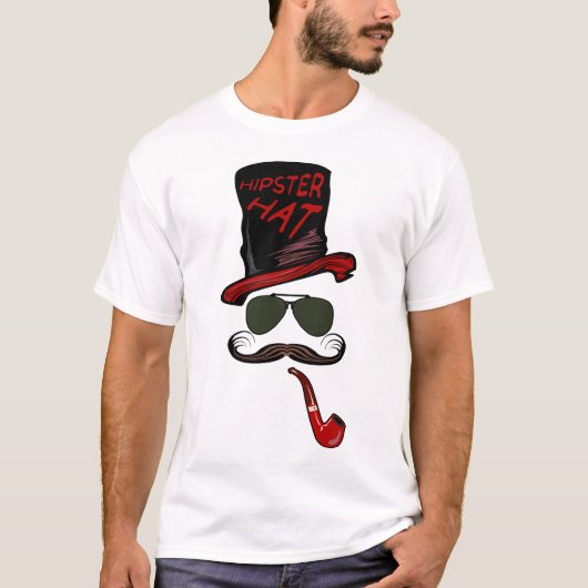 hipster_chapeau_pipe_moustache_zonnebril_8 t-shirt (Voorkant)